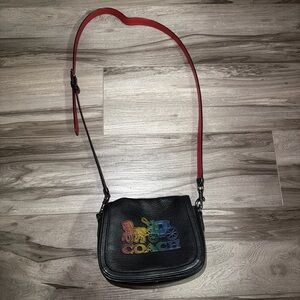 Coach Black Crossbody Bag with Red Strap